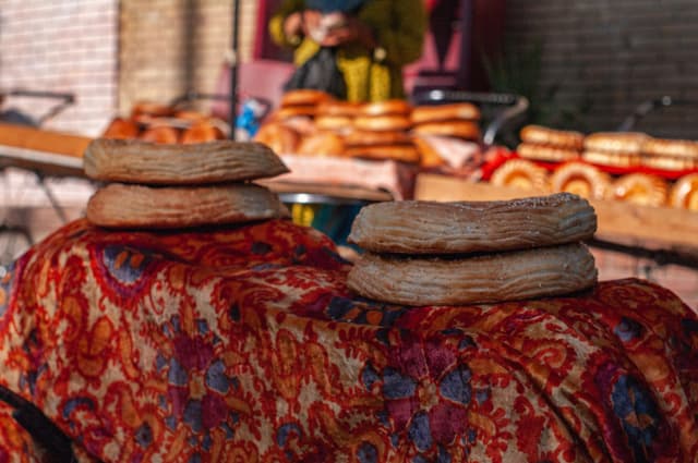 Freshly baked bread at market