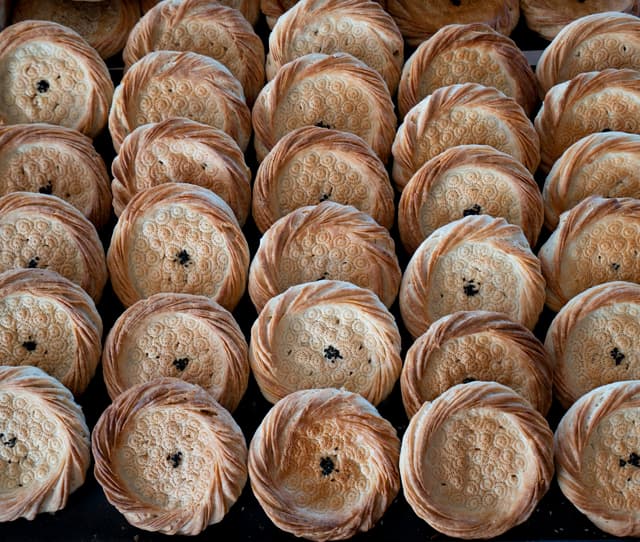 Uzbek breads on a table