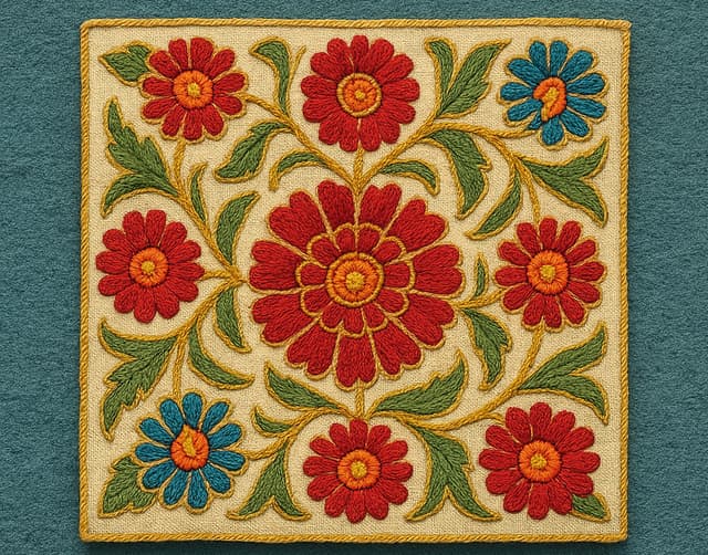 Suzani flower embroidery